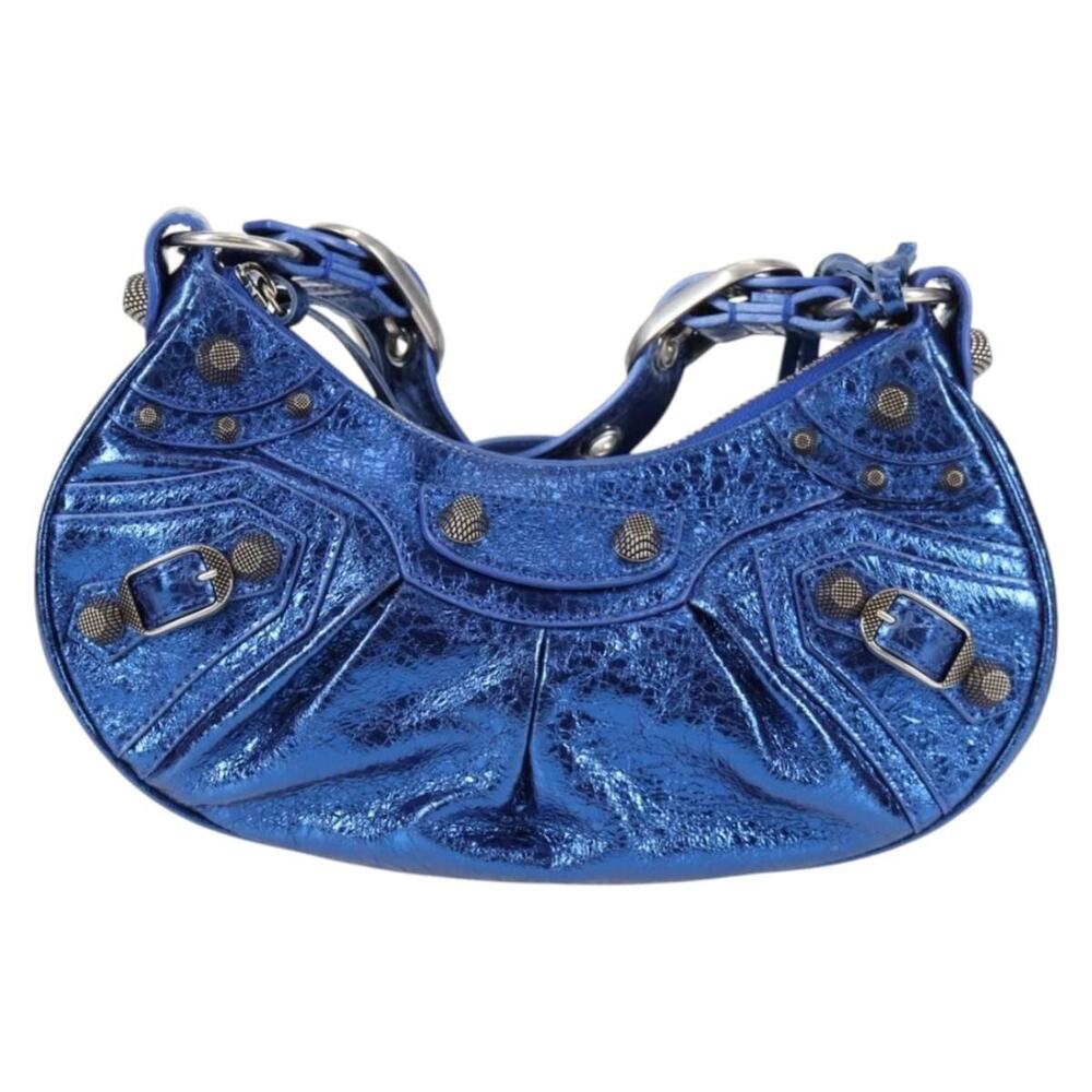 Balenciaga Leather Luka Goal Shoulder Bag Blue
